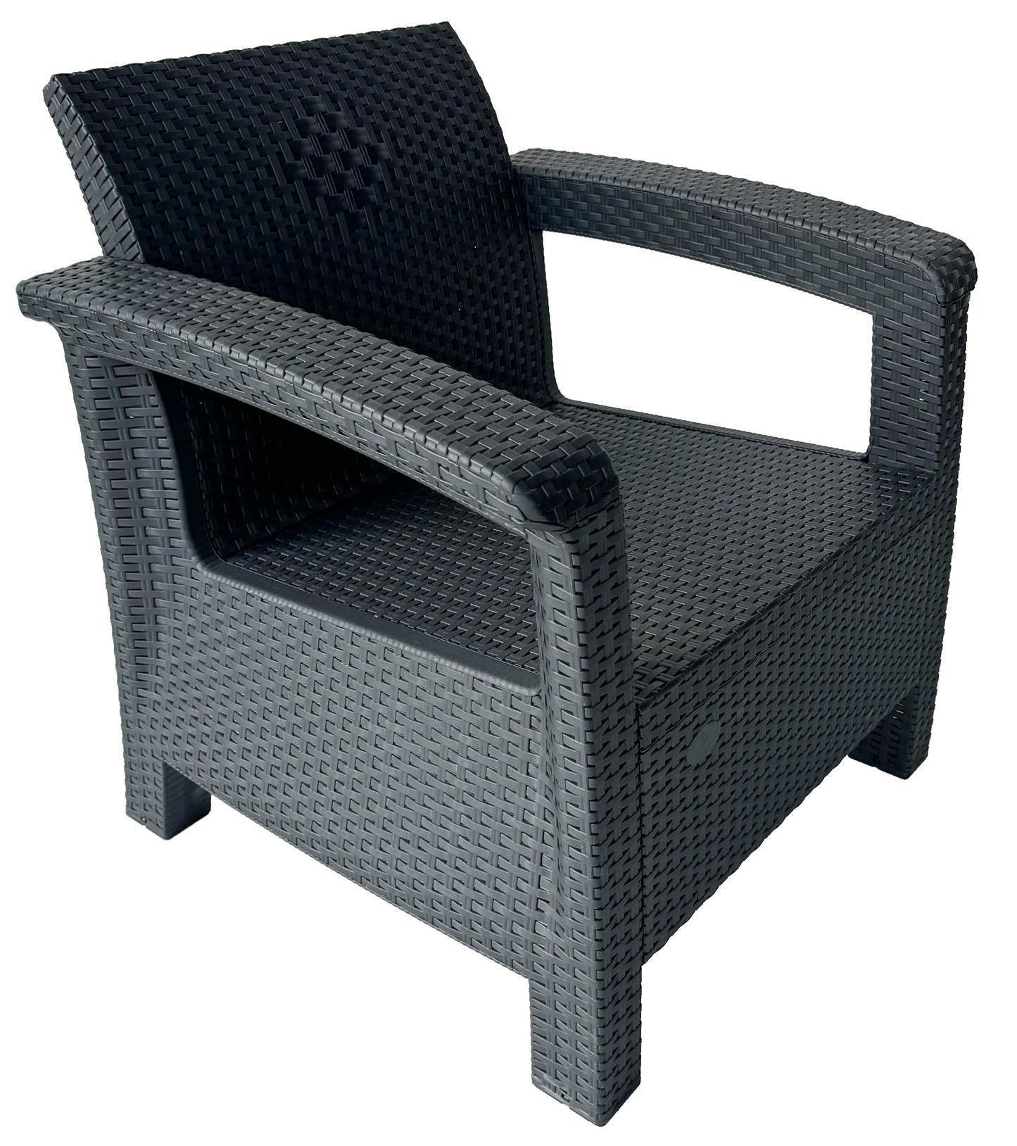 Set Mobilier de Gradina idealSTORE BellaVita, cu Canapea, 2 Fotolii, si o Masa, Aspect Ratan, Asamblare Simpla fara Suruburi, Modular, Constructie Solida si Durabila, Culoare Antracit