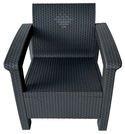 Set Mobilier de Gradina idealSTORE BellaVita, cu Canapea, 2 Fotolii, si o Masa, Aspect Ratan, Asamblare Simpla fara Suruburi, Modular, Constructie Solida si Durabila, Culoare Antracit