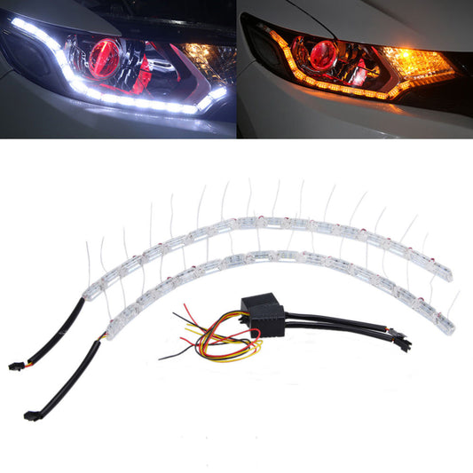 Set Banda LED-DRL premium L10FLOW cu semnalizare dinamica, 50cm lungime, 16module luminoase, lumina alb + galben