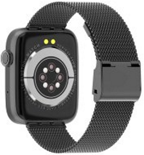 Smartwatch idealStore SportApple, Echipat cu Difuzor si Microfon, Efectuare Apeluri, Traseu GPS, mod multiSport, Senzor Ritm Cardiac, Tensiune, Nivel Oxigen, Ecran Curbat, Curea Metalica Neagra