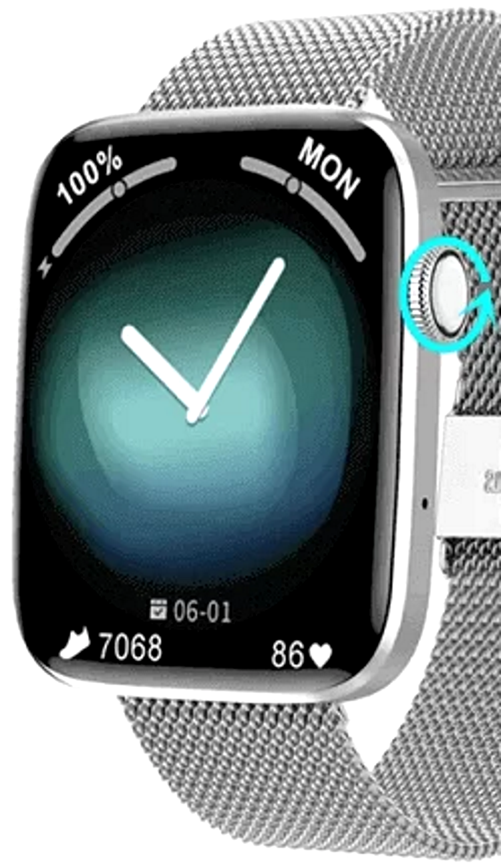 Smartwatch idealStore SportApple, Echipat cu Difuzor si Microfon, Efectuare Apeluri, Traseu GPS, mod multiSport, Senzor Ritm Cardiac, Tensiune, Nivel Oxigen, Ecran Curbat, Curea Metalica Silver