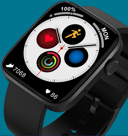 Smartwatch idealStore SportApple, Echipat cu Difuzor si Microfon, Efectuare Apeluri, Traseu GPS, mod multiSport, Senzor Ritm Cardiac, Tensiune, Nivel Oxigen, Ecran Curbat, Curea Silicon Negru