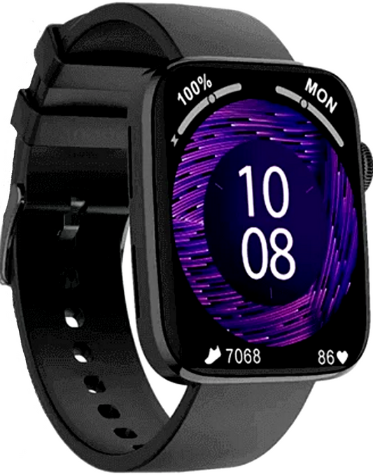 Smartwatch idealStore SportApple, Echipat cu Difuzor si Microfon, Efectuare Apeluri, Traseu GPS, mod multiSport, Senzor Ritm Cardiac, Tensiune, Nivel Oxigen, Ecran Curbat, Curea Silicon Negru