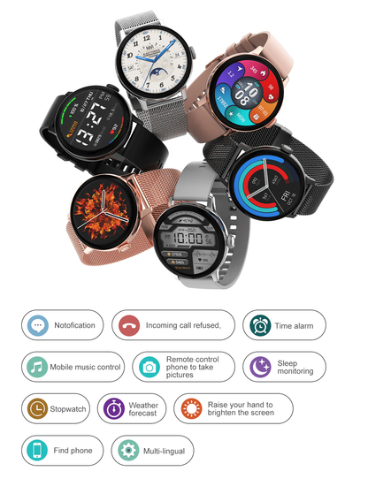 Ceas SmartWatch idealSTORE, eXtremePRO Collection, Ecran 1,3 inch 3D High-Definition Full Touch, Android/IOS, Monitorizare ritm cardiac, Somn, Perioada Menstruala, Calorii arse, IP68, Notificari Apeluri, Mesaje, WhatsAPP, Culoare Negru Metal