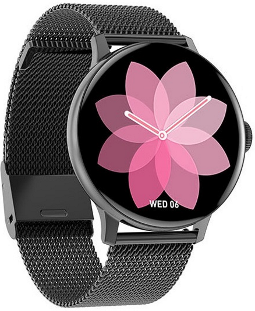 Ceas SmartWatch idealSTORE, eXtremePRO Collection, Ecran 1,3 inch 3D High-Definition Full Touch, Android/IOS, Monitorizare ritm cardiac, Somn, Perioada Menstruala, Calorii arse, IP68, Notificari Apeluri, Mesaje, WhatsAPP, Culoare Negru Metal