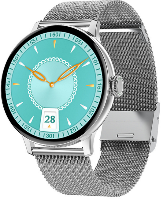 Ceas SmartWatch idealSTORE, eXtremePRO Collection, Ecran 1,3 inch 3D High-Definition Full Touch, Android/IOS, Monitorizare ritm cardiac, Somn, Perioada Menstruala, Calorii arse, IP68, Notificari Apeluri, Mesaje, WhatsAPP, Culoare Silver Metalic