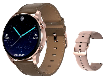 Ceas SmartWatch Classy Premium idealStore, 1.36, Coroana Rotativa, Incarcare Wireless, Apel Bluetooth, Protectie prin Parola, Cod QR, Senzor Ritm Cardiac 24/7, Multi Sport, Impermeabil, Auriu