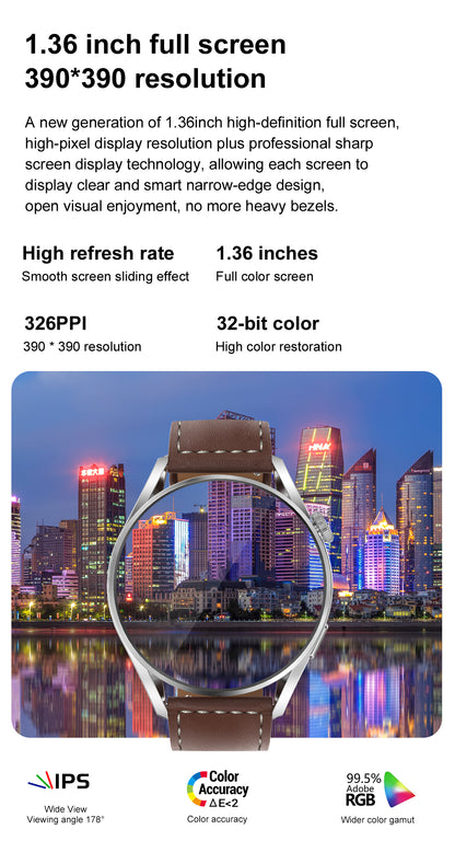 Ceas SmartWatch Classy Premium idealStore, 1.36, Coroana Rotativa, Incarcare Wireless, Apel Bluetooth, Protectie prin Parola, Cod QR, Senzor Ritm Cardiac 24/7, Multi Sport, Impermeabil, Negru