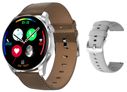 Ceas SmartWatch Classy Premium idealStore, 1.36, Coroana Rotativa, Incarcare Wireless, Apel Bluetooth, Protectie prin Parola, Cod QR, Senzor Ritm Cardiac 24/7, Multi Sport, Impermeabil, Argintiu