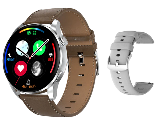 Ceas SmartWatch Classy Premium idealStore, 1.36, Coroana Rotativa, Incarcare Wireless, Apel Bluetooth, Protectie prin Parola, Cod QR, Senzor Ritm Cardiac 24/7, Multi Sport, Impermeabil, Argintiu