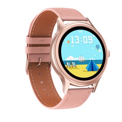 Ceas smartwatch idealStore Lux Style DT66, Funcii multisport, Monitorizare Temperatura Corporala, Monitorizare Ritm Cardiac, Tensiune, Oxigen, Menstrual Mamagement, Touchscreen, Bratara din Piele, Roz