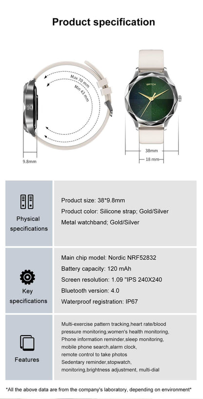 Ceas SmartWatch Diamond DT86 idealStore, Design Premium, Display 1.09 inch, Ecran LCD, Impermeabil IP67, Compatibil Android/iOS, Bluetooth, 5 Funcii de Monitorizare a Sanatatii, Momento Apeluri/Mesaje, Pedometru, Cronometru, Bratara Metalica