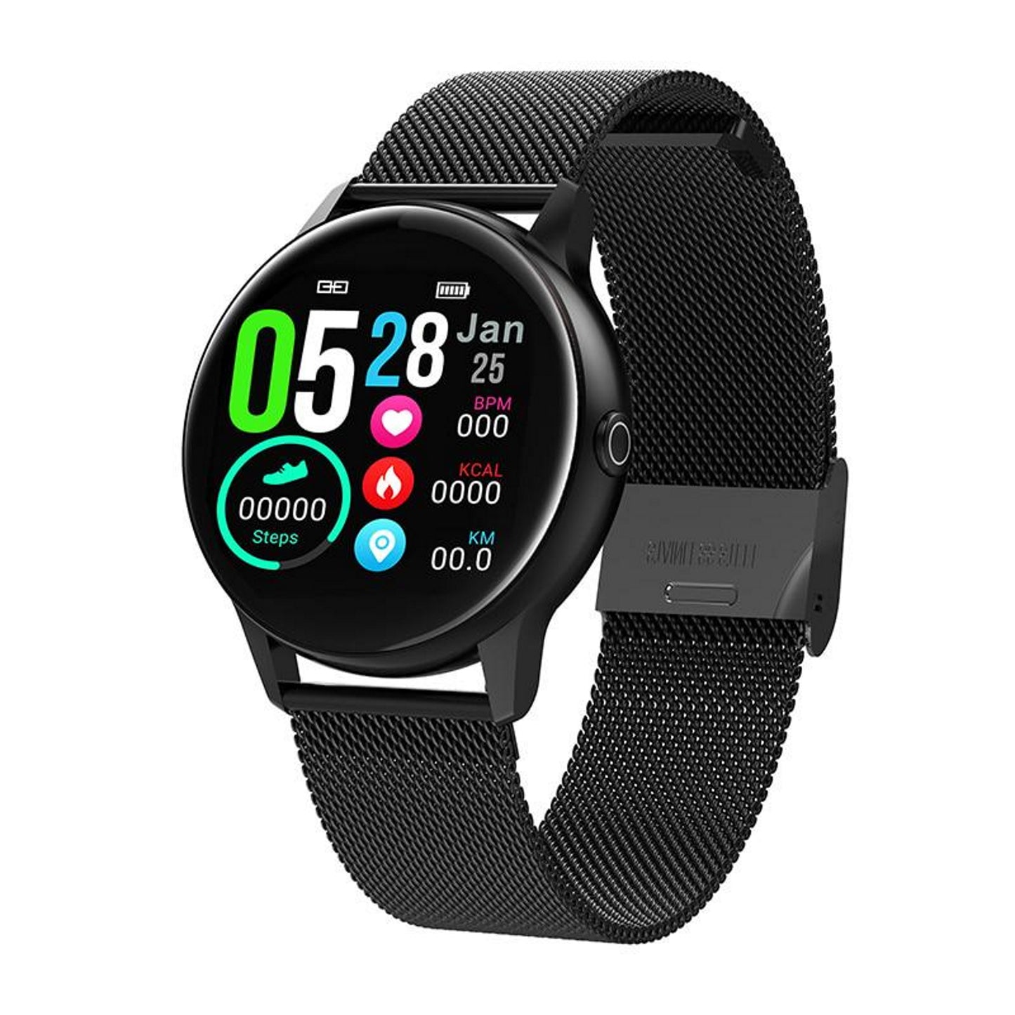 Ceas SmartWatch DT88 Pro Appearance idealStore, Negru, Curea Metalica, Impermeabil, Display 1.3 HD Touchscreen, Monitorizare ECG, Pedometru, Altimetru, Sedentary Reminder, 8 Moduri Sportive, Notificari Whatsapp/Facebook/Instagram