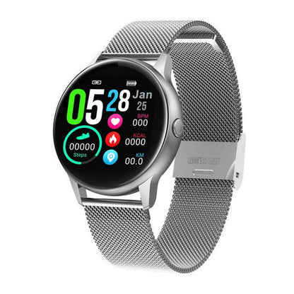 Ceas SmartWatch DT88 Pro Appearance idealStore, Silver, Curea Metalica, Impermeabil, Display 1.3 HD Touchscreen, Monitorizare ECG, Pedometru, Altimetru, Sedentary Reminder, 8 Moduri Sportive, Notificari Whatsapp/Facebook/Instagram