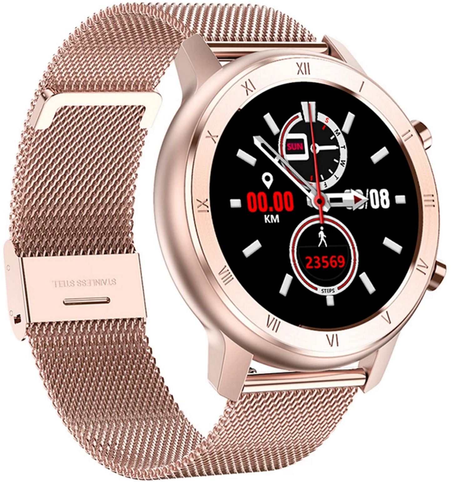 Ceas Smartwatch Best Collection DT89 idealStore, Ecran 1.2 inch Full HD, BlueTooth, Bratara Fitness, Rezistent la Apa IP68, Notificari, Stand By 7 Zile, Ritm Cardiac, ECG, Nivel Oxigen Sange, Metalic Gold