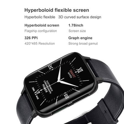 Ceas SmartWatch Twinkler idealStore, Ecran LTPS 1.78', Functie Apel, Senzor Ritm Cardiac, Pulsoximetru, Monitor Somn, Multi-Sport, Rezistent la Apa, Compatibil Android si iOS, Piele Negru