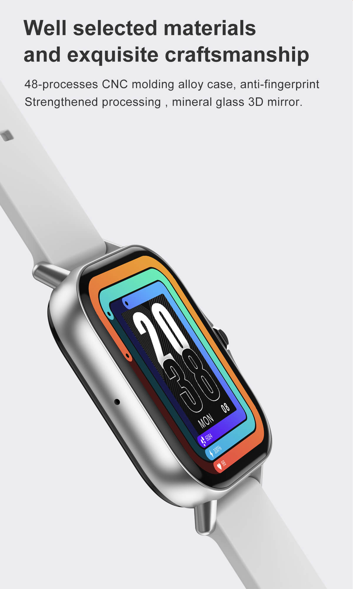 Ceas SmartWatch idealSTORE Men Sport Collection, 1.78 inch, Ecran HD, Android/IOS, Bluetooth V4.O, IP 67, Inregistrare ritm cardiac, Somn, Pasi, EKG, Alarma, Barometru, Tensiune arteriala, Muzica, Meteo, Apeluri, Multi Sport, Silver