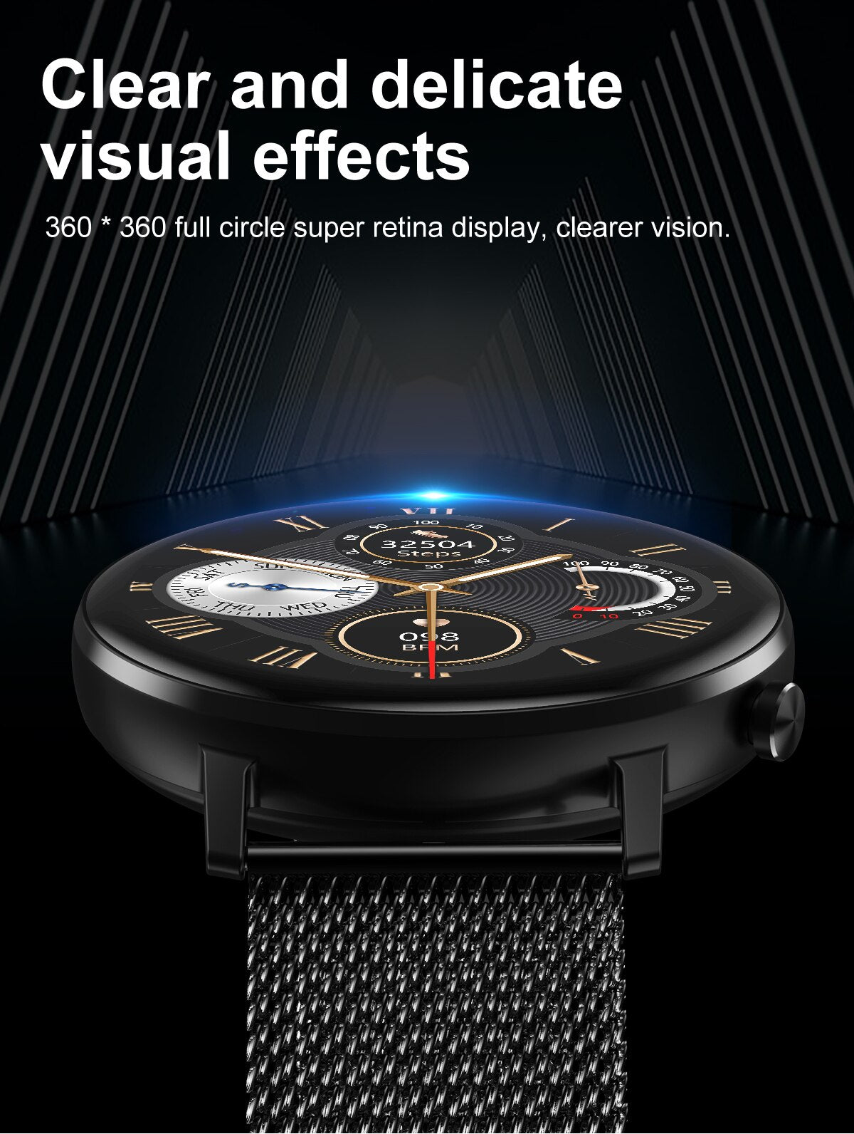 Smartwatch TimeOn Black IdealStore Full HD, Ecran de 1.3 Inch, Monitorizare tensiune arteriala si frecventa cardiaca, Rezistent la apa IP67, Notificari apeluri Bluetooth, Whatsapp, Facebook, Mod multi-sport, Sistem de operare Android sau IOS