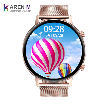 Smartwatch TimeOn Gold IdealStore Full HD, Ecran de 1.3 Inch, Monitorizare tensiune arteriala si frecventa cardiaca, Rezistent la apa IP67, Notificari apeluri Bluetooth, Whatsapp, Facebook, Mod multi-sport, Sistem de operare Android sau IOS