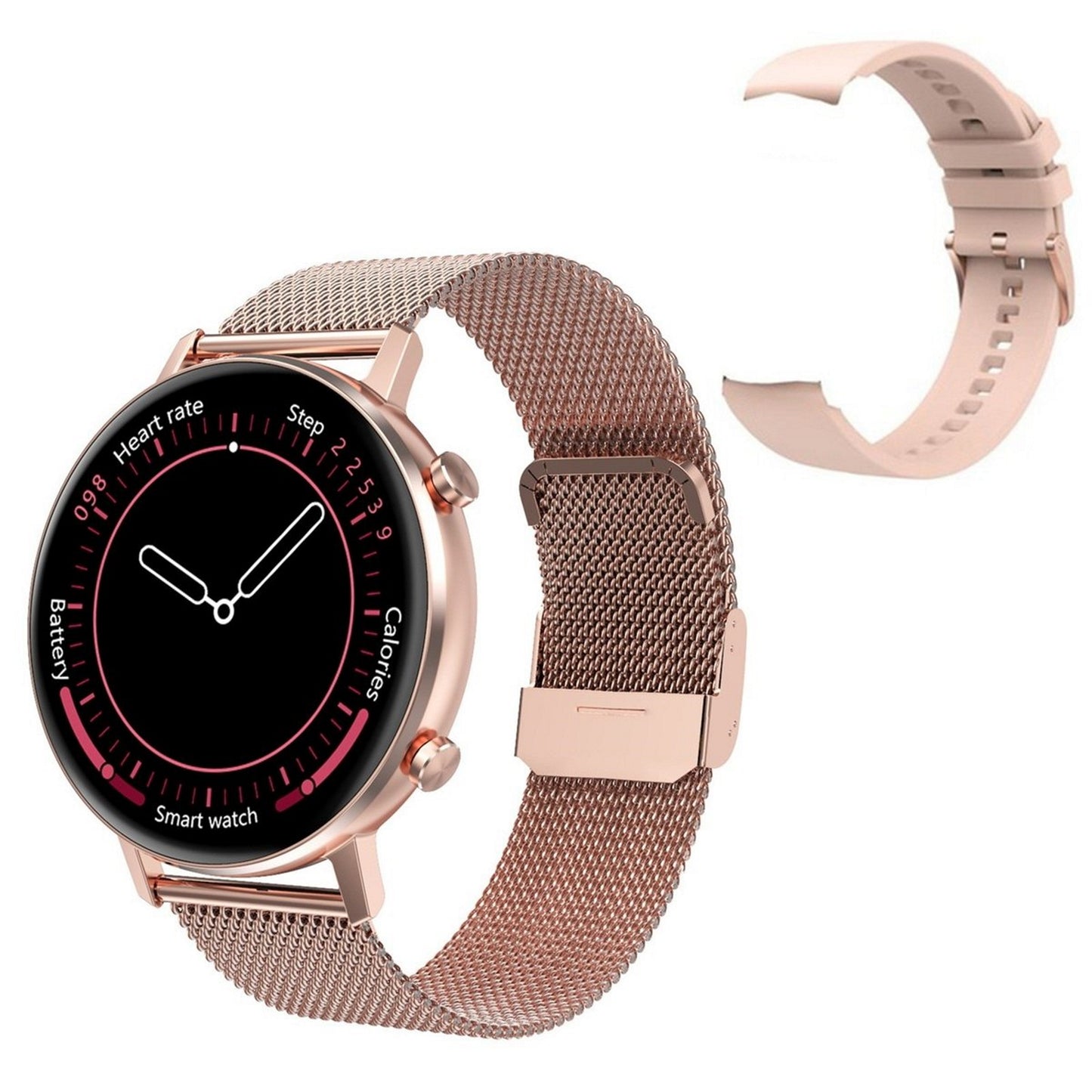 Smartwatch TimeOn Gold IdealStore Full HD, Ecran de 1.3 Inch, Monitorizare tensiune arteriala si frecventa cardiaca, Rezistent la apa IP67, Notificari apeluri Bluetooth, Whatsapp, Facebook, Mod multi-sport, Sistem de operare Android sau IOS