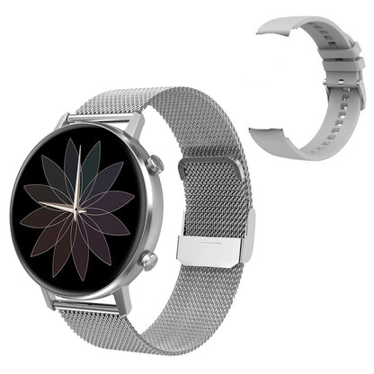 Smartwatch TimeOn Silver IdealStore Full HD, Ecran de 1.3 Inch, Monitorizare tensiune arteriala si frecventa cardiaca, Rezistent la apa IP67, Notificari apeluri Bluetooth, Whatsapp, Facebook, Mod multi-sport, Sistem de operare Android sau IOS