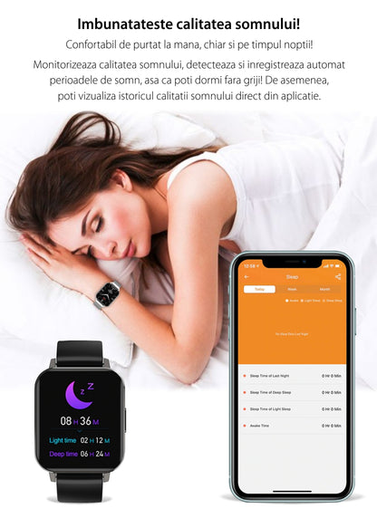 Ceas SmartWatch DT MAX idealSTORE, Ecran tactil IPS, Notificari apeluri, mesaje, Vibratii, Monitorizeaza ritmul cardiac, EKG, tensiunea arteriala, oxigenul din sange, IP 68, Pedometru, Culoare BLACK METAL
