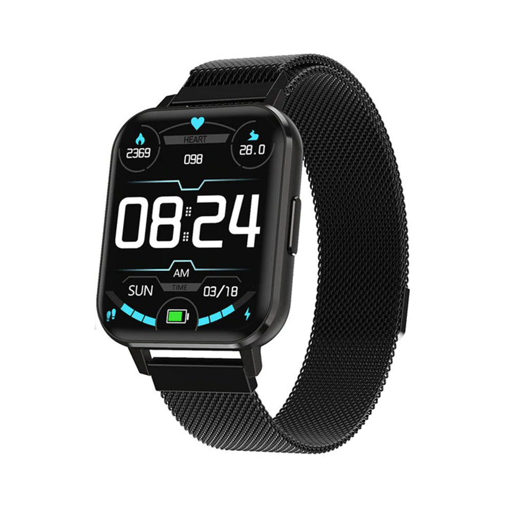 Ceas SmartWatch DT MAX idealSTORE, Ecran tactil IPS, Notificari apeluri, mesaje, Vibratii, Monitorizeaza ritmul cardiac, EKG, tensiunea arteriala, oxigenul din sange, IP 68, Pedometru, Culoare Black Silicon
