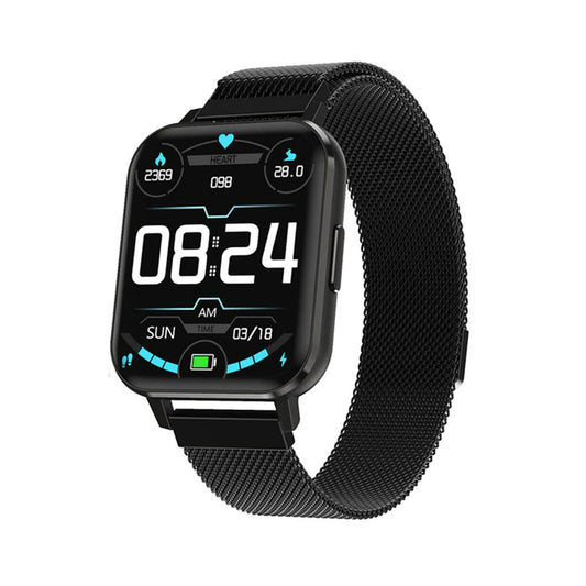 Ceas SmartWatch DT MAX idealSTORE, Ecran tactil IPS, Notificari apeluri, mesaje, Vibratii, Monitorizeaza ritmul cardiac, EKG, tensiunea arteriala, oxigenul din sange, IP 68, Pedometru, Culoare Black Silicon