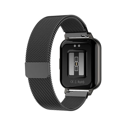 Ceas SmartWatch DT MAX idealSTORE, Ecran tactil IPS, Notificari apeluri, mesaje, Vibratii, Monitorizeaza ritmul cardiac, EKG, tensiunea arteriala, oxigenul din sange, IP 68, Pedometru, Culoare Black Silicon