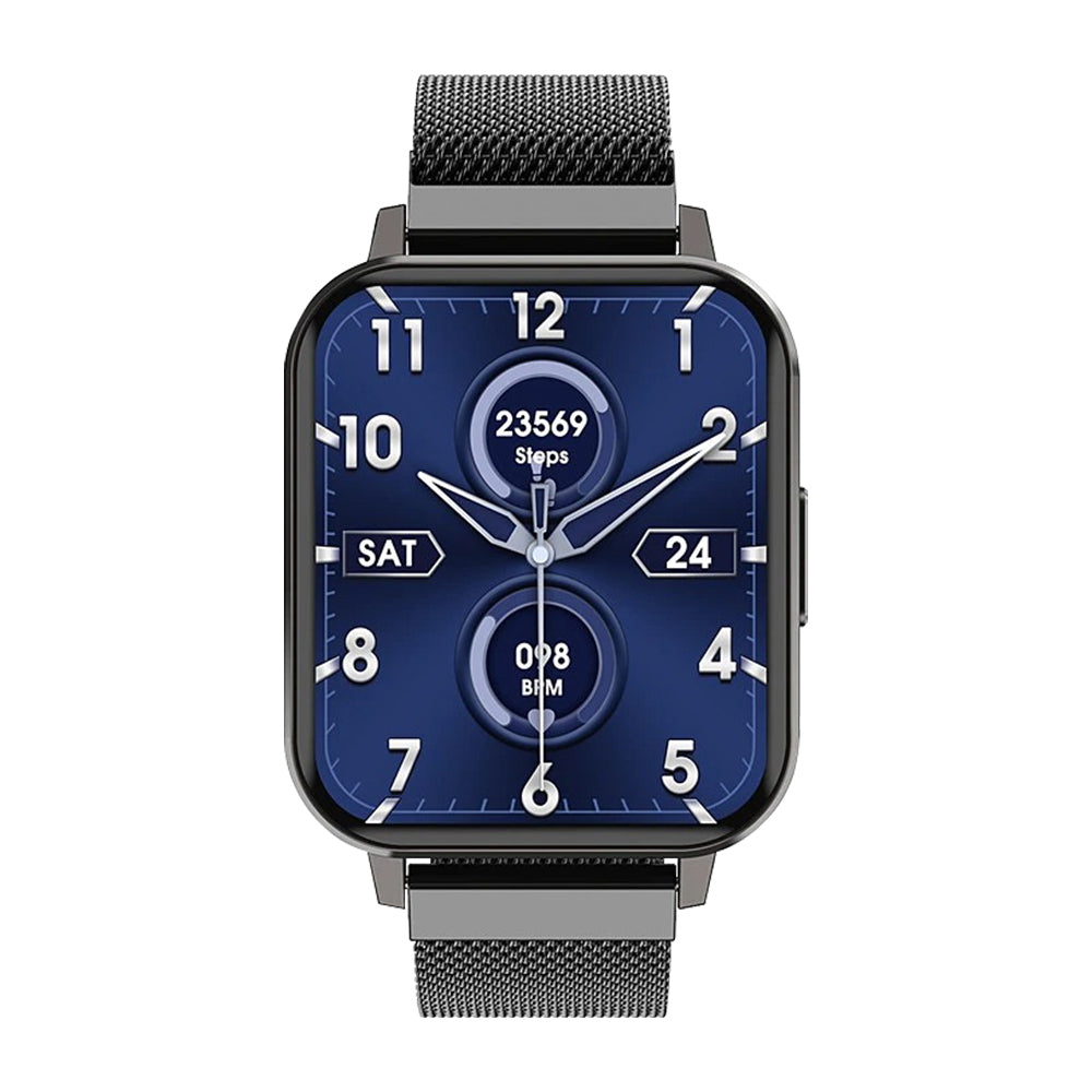 Ceas SmartWatch DT MAX idealSTORE, Ecran tactil IPS, Notificari apeluri, mesaje, Vibratii, Monitorizeaza ritmul cardiac, EKG, tensiunea arteriala, oxigenul din sange, IP 68, Pedometru, Culoare Black Silicon