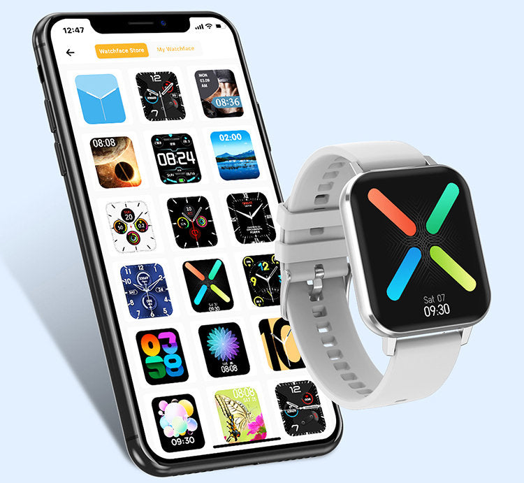 Ceas SmartWatch DT MAX idealSTORE, Ecran tactil, Notificari, Monitorizeaza ritmul cardiac, ECG, tensiunea arteriala, oxigenul din sange, IP 68, Pedometru, Argintiu