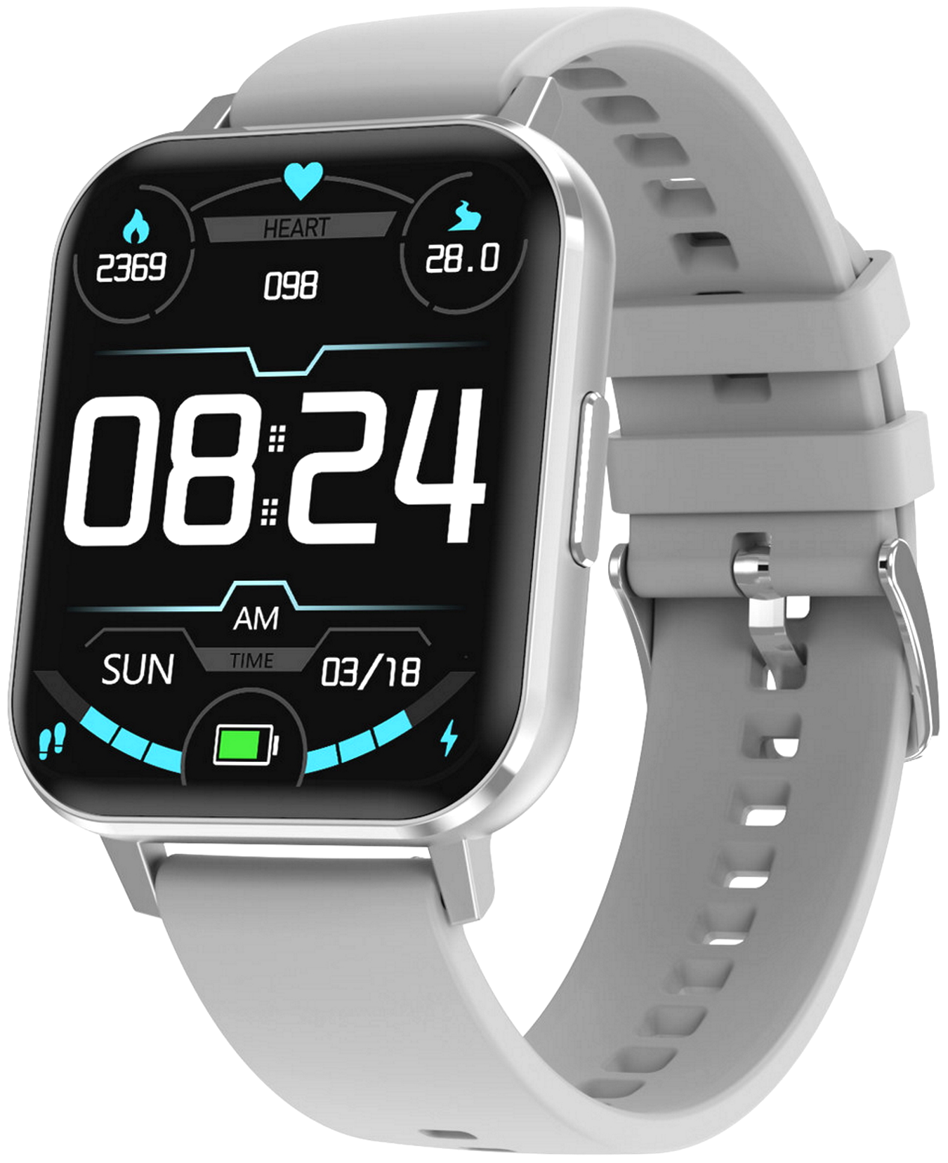 Ceas SmartWatch DT MAX idealSTORE, Ecran tactil, Notificari, Monitorizeaza ritmul cardiac, ECG, tensiunea arteriala, oxigenul din sange, IP 68, Pedometru, Argintiu