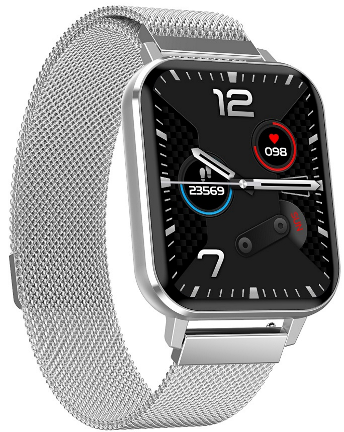 Ceas SmartWatch DT MAX idealSTORE, Ecran tactil IPS, Notificari apeluri, mesaje, Vibratii, Monitorizeaza ritmul cardiac, ECG, tensiunea arteriala, oxigenul din sange, IP 68, Pedometru, Culoare Silver