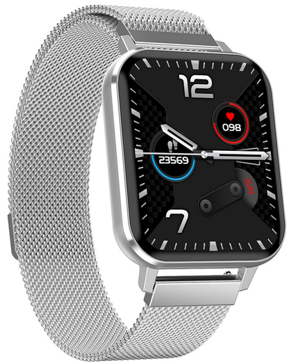 Ceas SmartWatch DT MAX idealSTORE, Ecran tactil IPS, Notificari apeluri, mesaje, Vibratii, Monitorizeaza ritmul cardiac, ECG, tensiunea arteriala, oxigenul din sange, IP 68, Pedometru, Culoare Silver