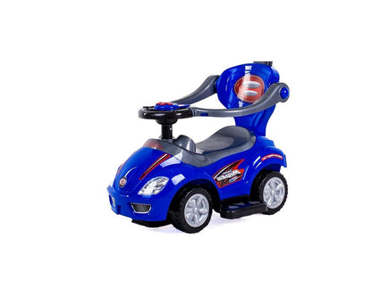 Masinuta pentru Impins cu spatar, maner si suport pentru picioare IDL RIDER Blue DELUXE 3 in 1, Albastra