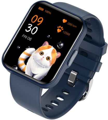 Smartwatch si Bratara de Fitness idealStore EasyApp, 24 Moduri Sportive, Tracker de fitness, GPS track sport, Monitorizare Ritm si Tensiune Cardiaca, Prognoza Meteo, Player Muzical, Notificari, Respingere Apel, Culoare Blue