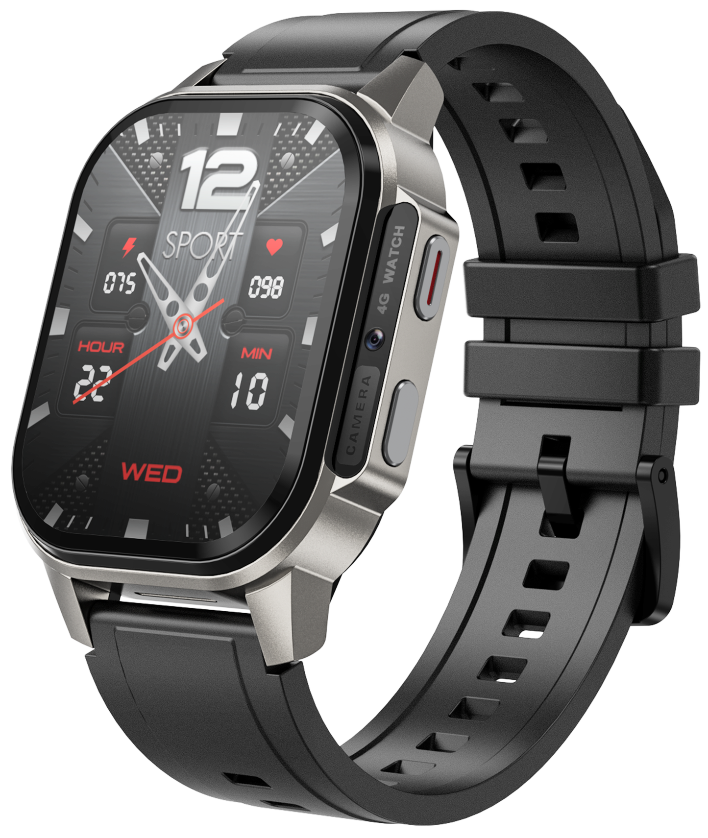 Smartwatch idealSTORE EasySIM, Ecran AMOLED 2.13 inch, camera Foto, Android 8.1, GPS, Apel 4G, Apel Video, Acumulator Puternic 1000 mAh, Ritm Cardiac, SpO2, Incarcare Magnetica, Procesor quad-core, Bratara Neagra din Silicon