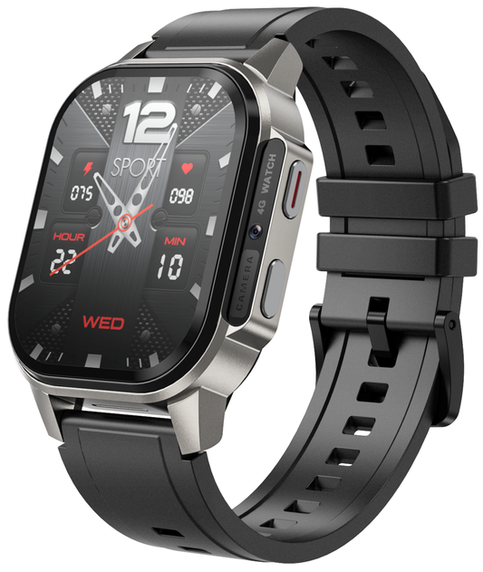 Smartwatch idealSTORE EasySIM, Ecran AMOLED 2.13 inch, camera Foto, Android 8.1, GPS, Apel 4G, Apel Video, Acumulator Puternic 1000 mAh, Ritm Cardiac, SpO2, Incarcare Magnetica, Procesor quad-core, Bratara Neagra din Silicon