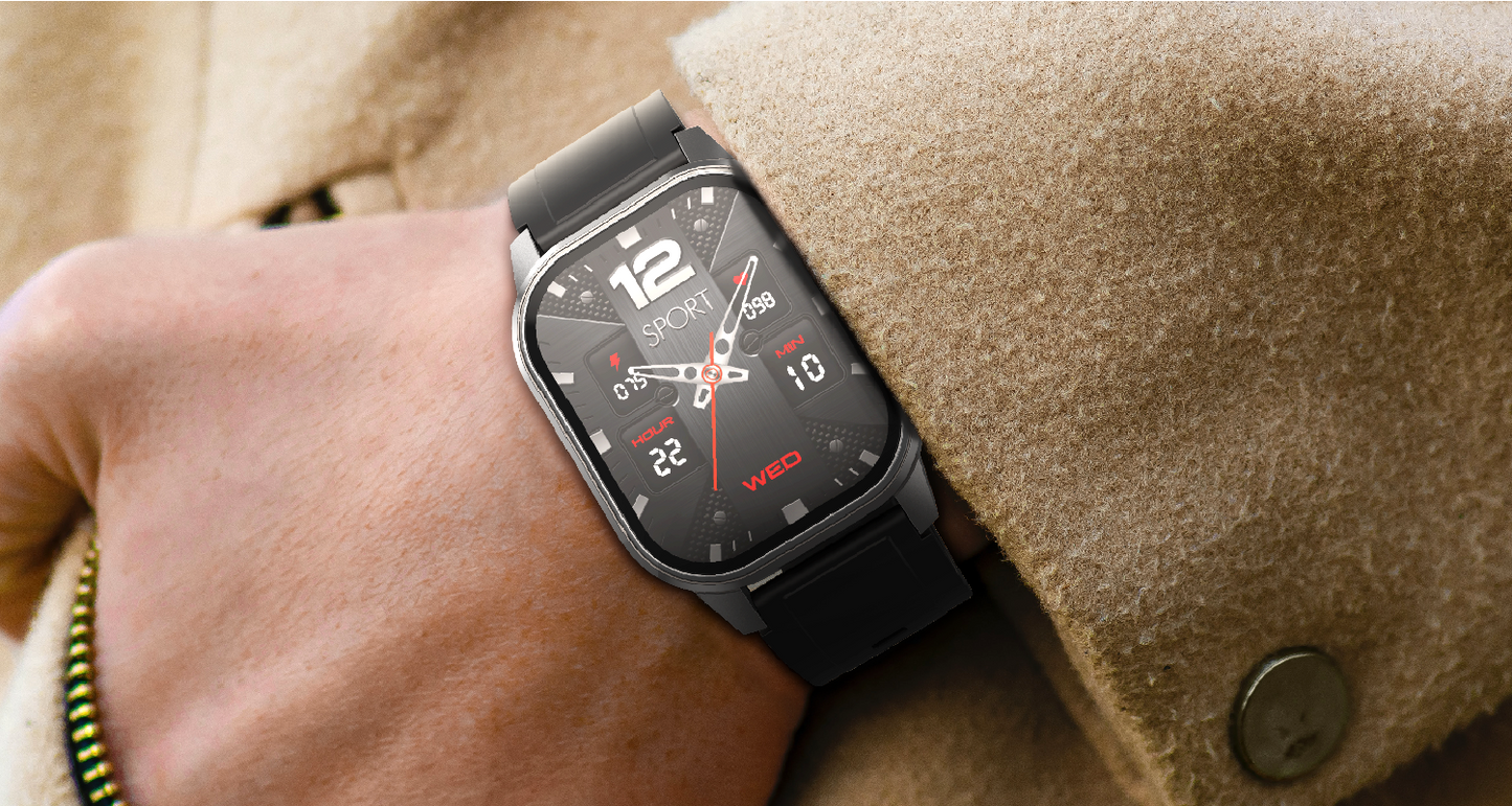 Smartwatch idealSTORE EasySIM, Ecran AMOLED 2.13 inch, camera Foto, Android 8.1, GPS, Apel 4G, Apel Video, Acumulator Puternic 1000 mAh, Ritm Cardiac, SpO2, Incarcare Magnetica, Procesor quad-core, Bratara Neagra din Silicon