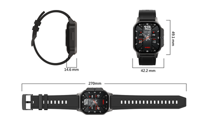 Smartwatch idealSTORE EasySIM, Ecran AMOLED 2.13 inch, camera Foto, Android 8.1, GPS, Apel 4G, Apel Video, Acumulator Puternic 1000 mAh, Ritm Cardiac, SpO2, Incarcare Magnetica, Procesor quad-core, Bratara Neagra din Silicon