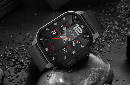 Smartwatch idealSTORE EasySIM, Ecran AMOLED 2.13 inch, camera Foto, Android 8.1, GPS, Apel 4G, Apel Video, Acumulator Puternic 1000 mAh, Ritm Cardiac, SpO2, Incarcare Magnetica, Procesor quad-core, Bratara Neagra din Silicon