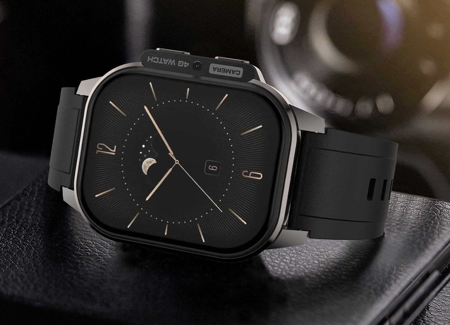 Smartwatch idealSTORE EasySIM, Ecran AMOLED 2.13 inch, camera Foto, Android 8.1, GPS, Apel 4G, Apel Video, Acumulator Puternic 1000 mAh, Ritm Cardiac, SpO2, Incarcare Magnetica, Procesor quad-core, Bratara Neagra din Silicon