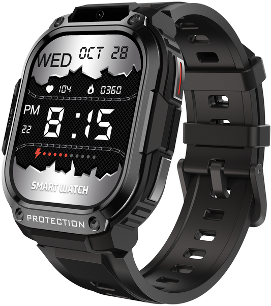 Smartwatch idealSTORE EasySIMS2, Ecran AMOLED 2.13 inch, camera Foto, Android 8.1, GPS, GLONASS, Busola, Apel 4G, Acumulator 1000 mAh, Nano SIM, Ritm Cardiac, SpO2, Incarcare Magnetica, Procesor quad-core, Bratara Neagra din Silicon