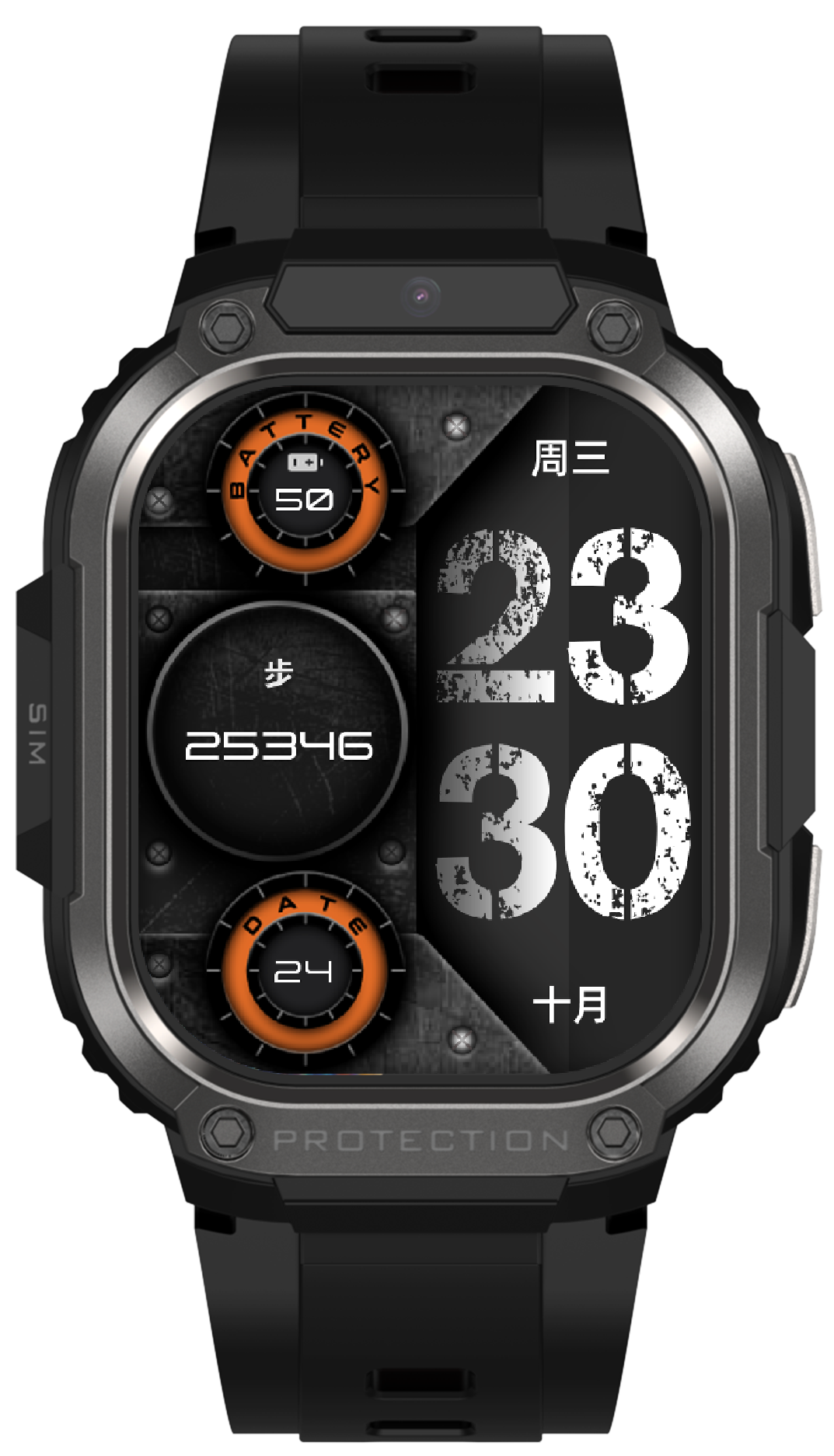 Smartwatch idealSTORE EasySIMS2, Ecran AMOLED 2.13 inch, camera Foto, Android 8.1, GPS, GLONASS, Busola, Apel 4G, Acumulator 1000 mAh, Nano SIM, Ritm Cardiac, SpO2, Incarcare Magnetica, Procesor quad-core, Bratara Neagra din Silicon