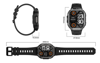 Smartwatch idealSTORE EasySIMS2, Ecran AMOLED 2.13 inch, camera Foto, Android 8.1, GPS, GLONASS, Busola, Apel 4G, Acumulator 1000 mAh, Nano SIM, Ritm Cardiac, SpO2, Incarcare Magnetica, Procesor quad-core, Bratara Neagra din Silicon