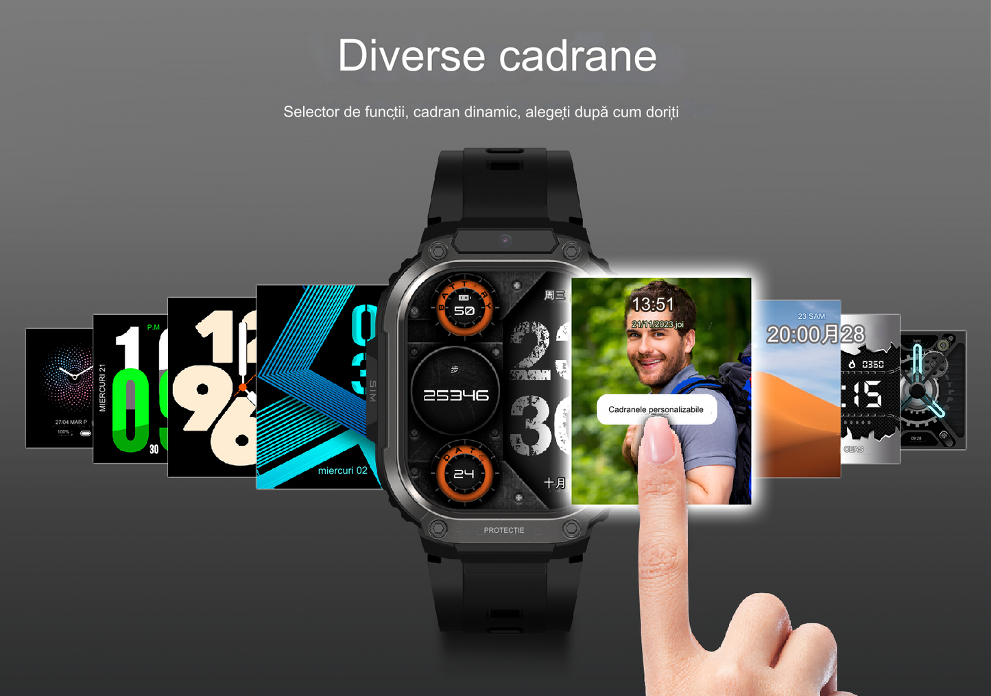 Smartwatch idealSTORE EasySIMS2, Ecran AMOLED 2.13 inch, camera Foto, Android 8.1, GPS, GLONASS, Busola, Apel 4G, Acumulator 1000 mAh, Nano SIM, Ritm Cardiac, SpO2, Incarcare Magnetica, Procesor quad-core, Bratara Neagra din Silicon