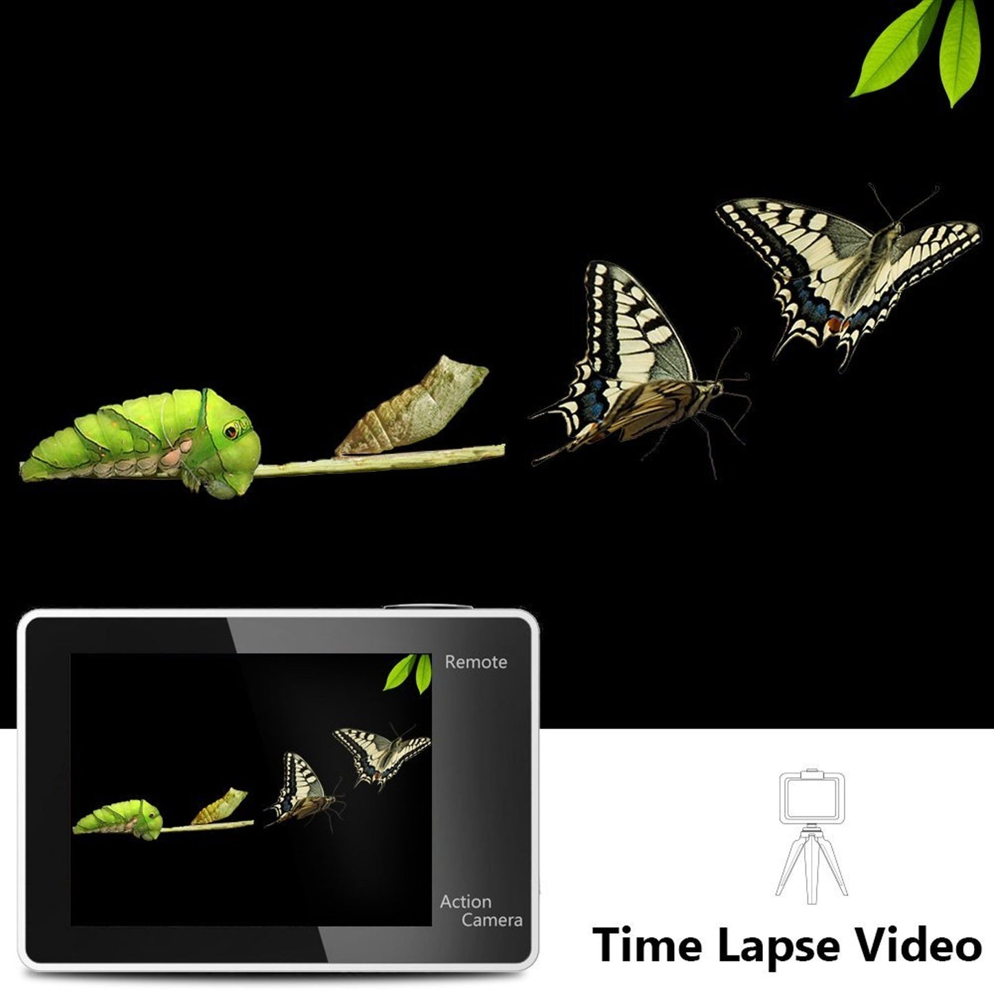 Camera video sport EKEN H6S Ultra HD 4K+ EIS, 170 grade, stabilizare electronica, Dublu ecran, 2' LCD, Wi-Fi, HDMI, Accesorii incluse, micro USB, carcasa subacvatica 30m, 2-inch, Black, Telecomanda si trepied Cadou + Baterie Bonus