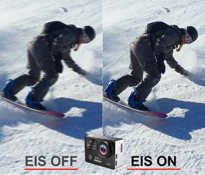 Camera video sport EKEN H6S Ultra HD 4K+ EIS, 170 grade, stabilizare electronica, Dublu ecran, 2' LCD, Wi-Fi, HDMI, Accesorii incluse, micro USB, carcasa subacvatica 30m, 2-inch, Black, Telecomanda si trepied Cadou + Baterie Bonus