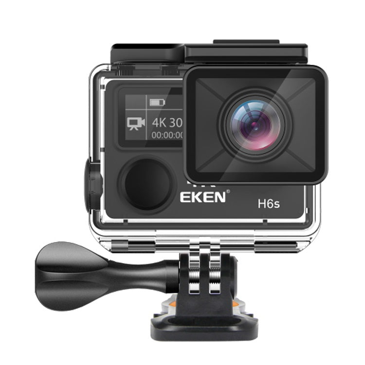 Camera video sport EKEN H6S Ultra HD 4K+ EIS, 170 grade, stabilizare electronica, Dublu ecran, 2' LCD, Wi-Fi, HDMI, Accesorii incluse, micro USB, carcasa subacvatica 30m, 2-inch, Black, Telecomanda si trepied Cadou + Baterie Bonus