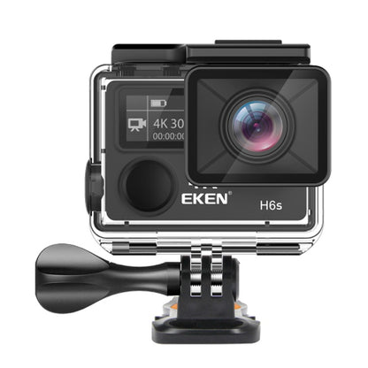 Camera video sport EKEN H6S Ultra HD 4K+ EIS, 170 grade, stabilizare electronica, Dublu ecran, 2' LCD, Wi-Fi, HDMI, Accesorii incluse, micro USB, carcasa subacvatica 30m, 2-inch, Black, Telecomanda si trepied Cadou + Baterie Bonus
